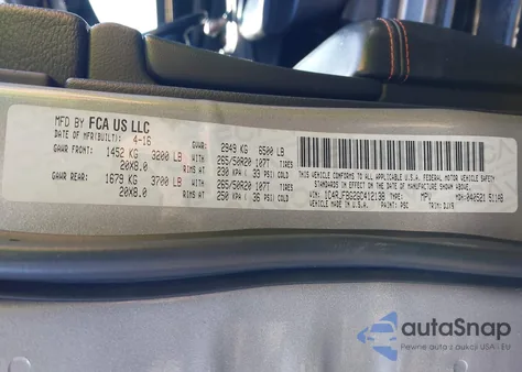 2016 Jeep Grand Cherokee Limited 75Th Anniversary z USA, uszkodzony, nr VIN 1C4RJFBG2GC412138